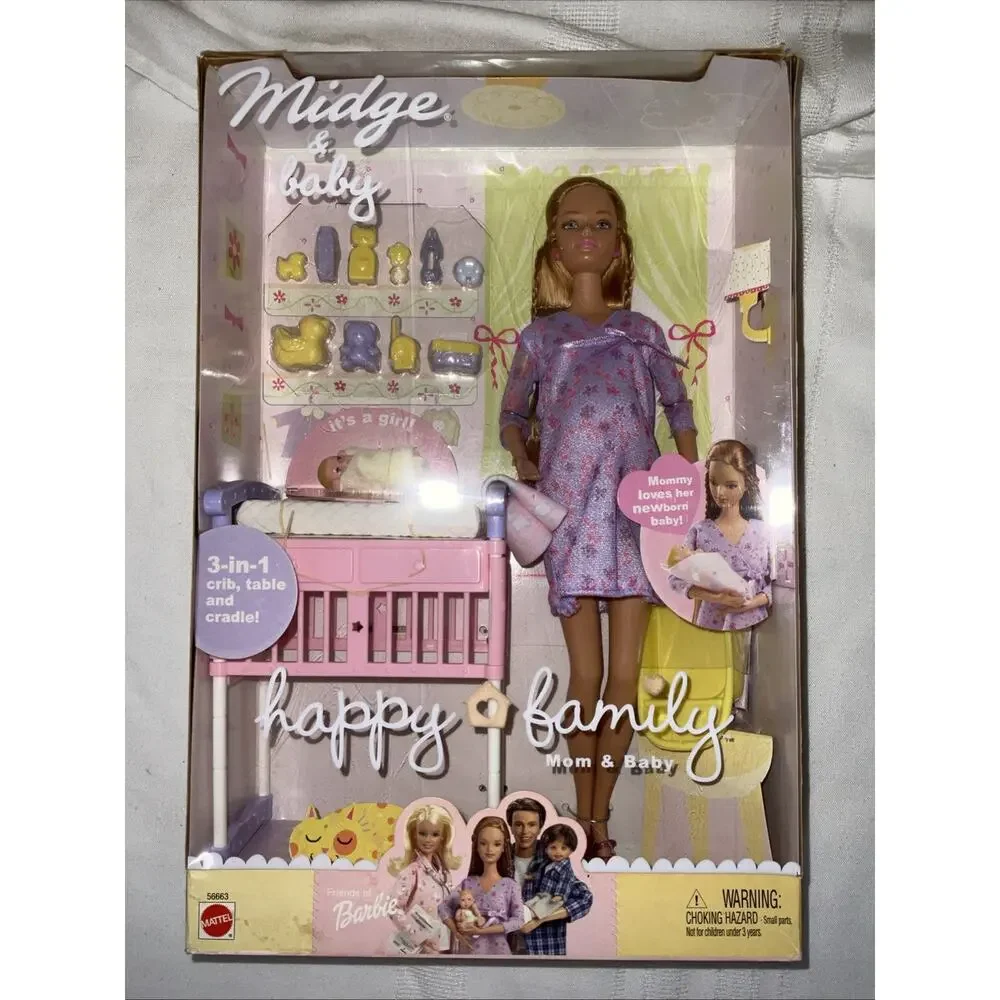 NEW NIB 2002 Barbie Midge & Baby – Happy Family Mom & Baby Set